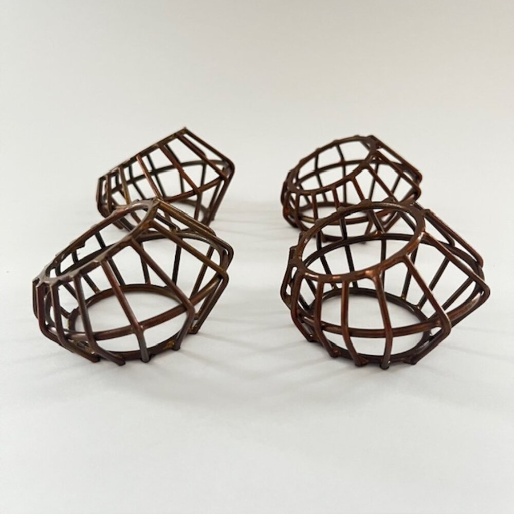 Kirklands Bronze Metal Cage Napkin Rings - Set of 4 - Picture 3 of 6